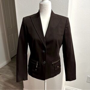 Michael Michael Kors - Women Two Button Blazer and Zipper Pockets - SZ 6- Brown